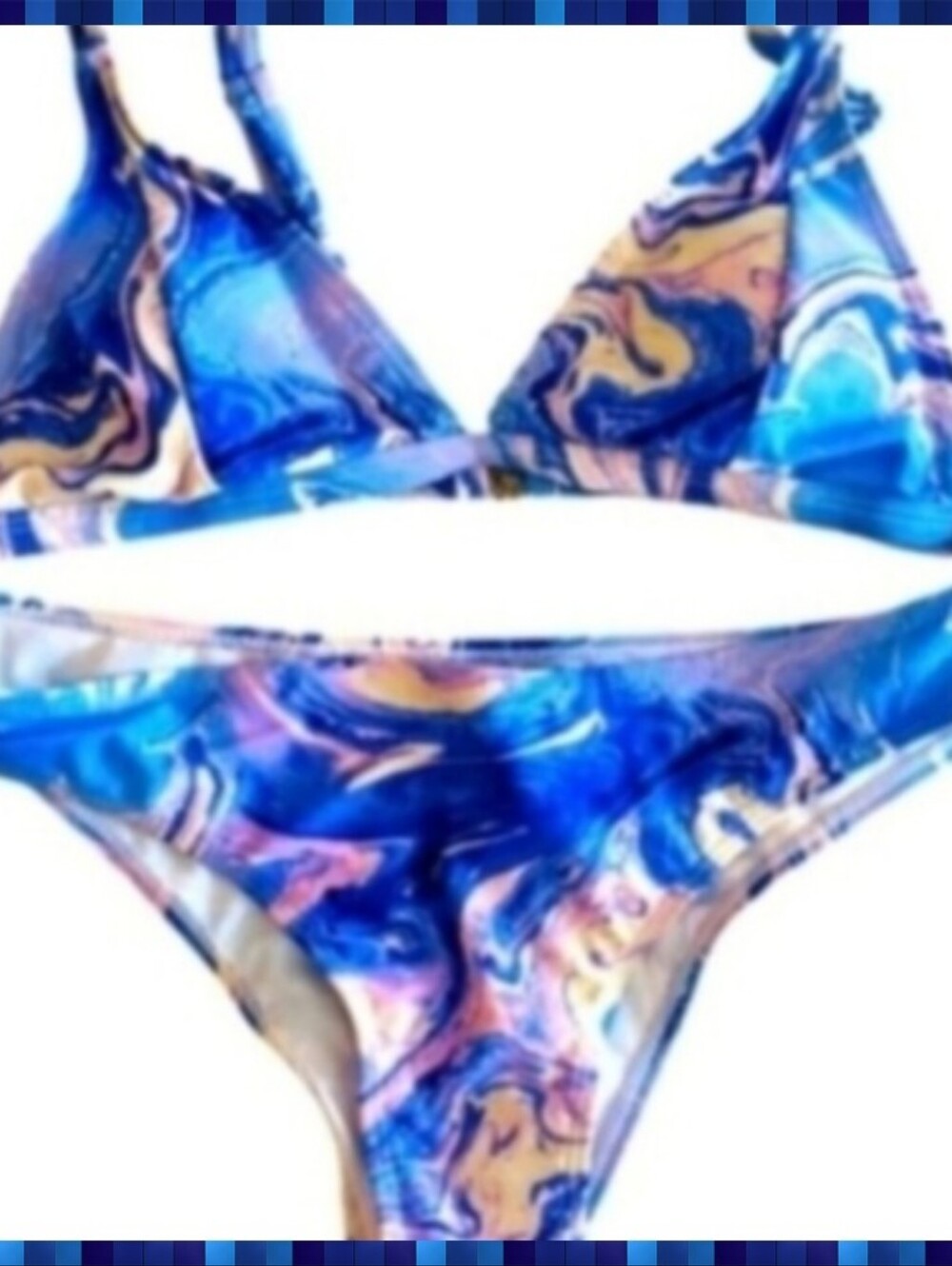 Blue & Pink Marble Bikini Set, Large SHEIN SUMMER SWIMSUIT